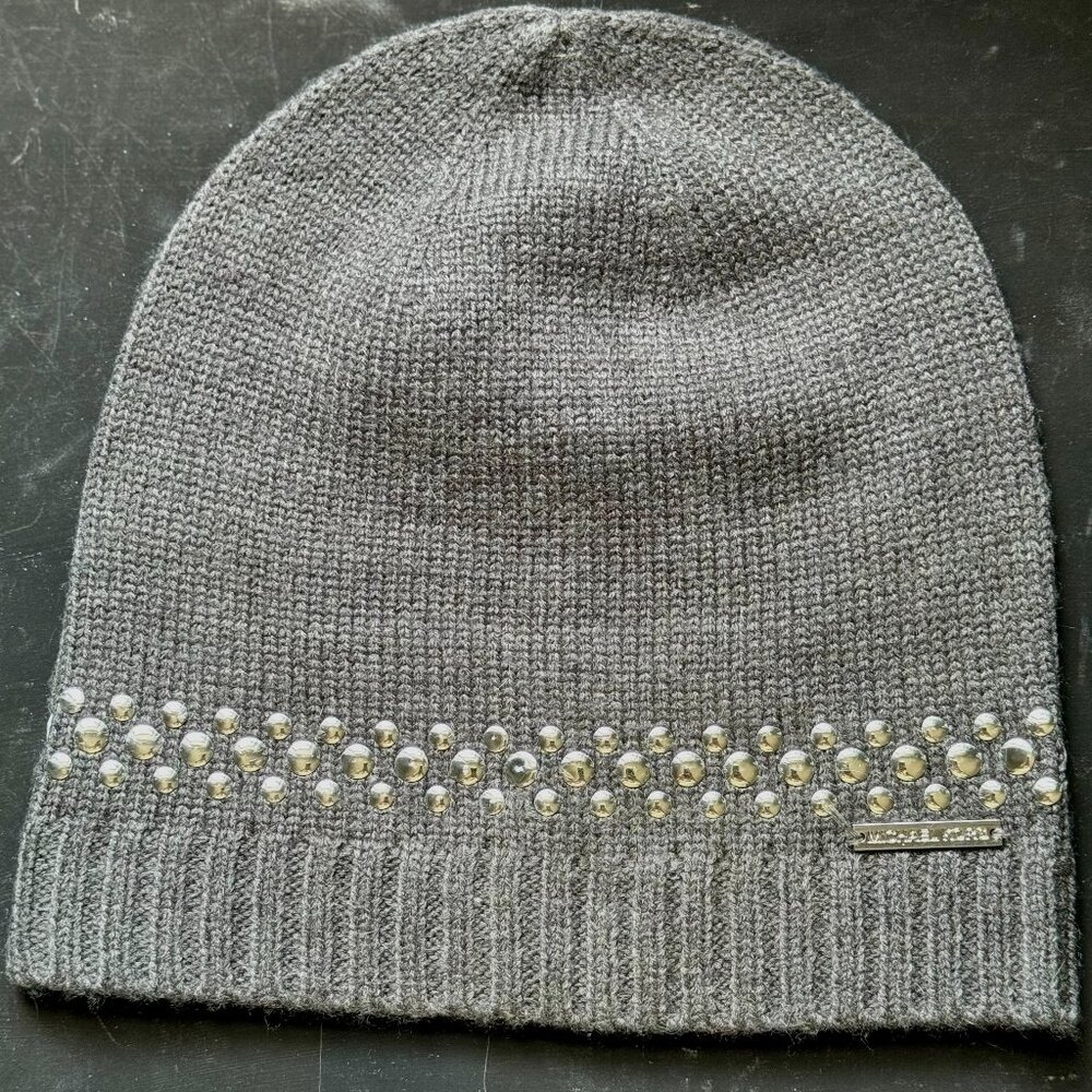 New Michael Kors  Studded Grey Hat Beanie